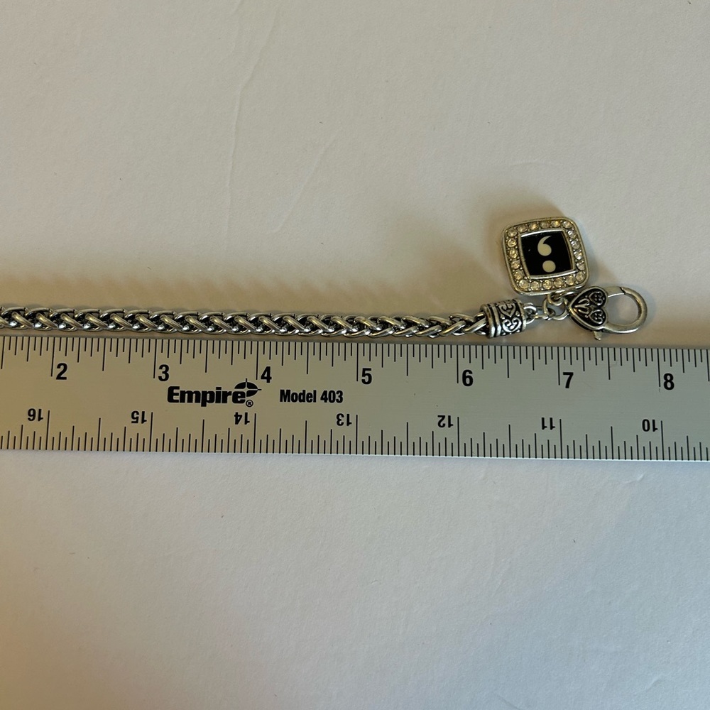 Chic chunky Silver Semi-colon Charm Bracelet - Picture 4 of 4